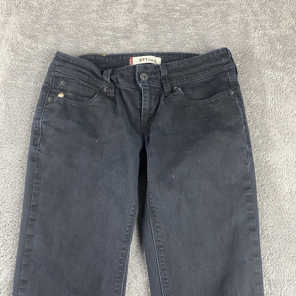 Levi's 571 Slim Fit Jeans Womens 29x27.5 Black Low‎ rise - Picture 3 of 16